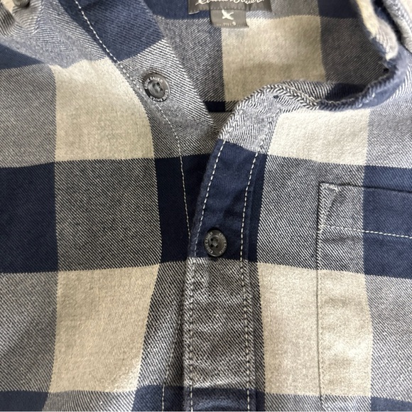 Eddie Bauer Navy and Cream Plaid Shirt - Picture 3 of 4